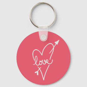Porte-clés Cœur d'amour rose et blanc - Mariage, douche de ma