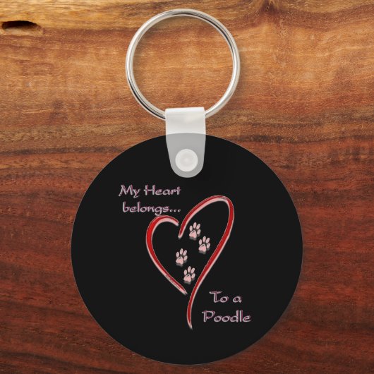 Porte-clés Coeur de caniche Appartient (Verso)