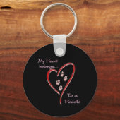 Porte-clés Coeur de caniche Appartient (Recto)