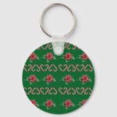 Porte-clés Cœur de Canne en Sucre et Motif de Houx – Noël Fes (Recto)