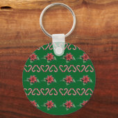 Porte-clés Cœur de Canne en Sucre et Motif de Houx – Noël Fes (Recto)