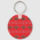 Porte-clés Cœur de Canne en Sucre et Motif de Houx – Noël Fes (Verso)