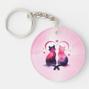 Porte-clés coeur de chat personnalisé