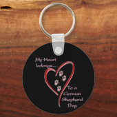 Porte-clés Coeur de chien berger allemand Appartient (Recto)