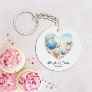 Porte-clés Cœur de coquillage personnalisé pour anniversaire