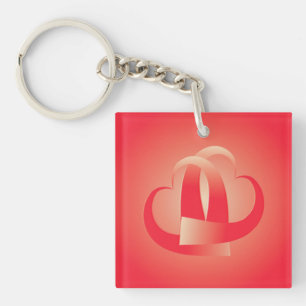 Porte-clés coeur de corail embrassant