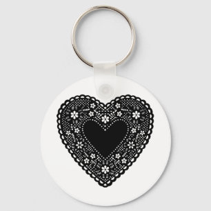 Porte-clés Coeur de dentelle noire