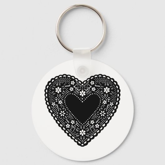 Porte-clés Coeur de dentelle noire (Recto)