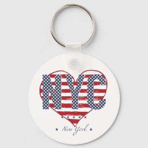 Porte-clés Coeur de drapeau américain de NYC