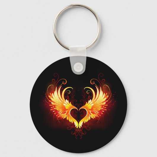 Porte-clés Cœur de feu d'ange avec des ailes (Recto)