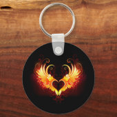 Porte-clés Cœur de feu d'ange avec des ailes (Recto)