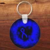 Porte-clés Coeur de gravité du ruban bleu de sensibilisation (Recto)