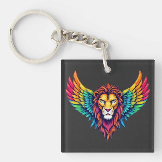 Porte-clés Coeur de Lion coloré (Devant)