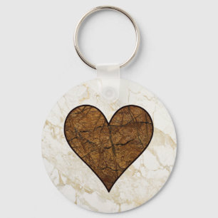 Porte-clés Coeur de pierre rustique