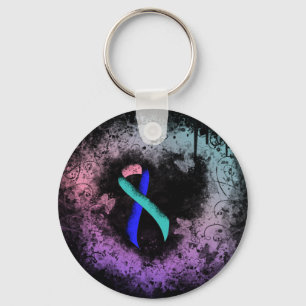 Porte-clés Coeur de pontage turquoise/rose/bleu