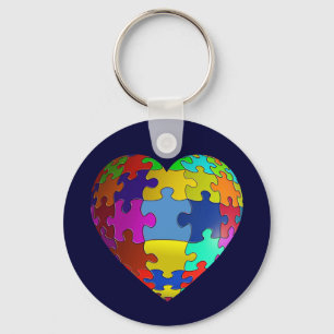 Porte-clés Coeur de puzzle de sensibilisation sur l'autisme