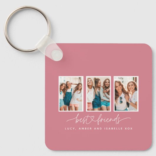 Porte-clés Coeur de script mignon moderne multi photo meilleu (Recto)