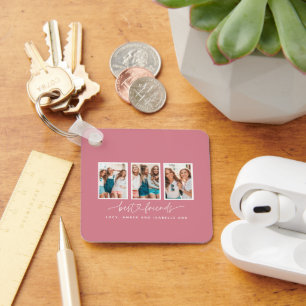 Porte-clés Coeur de script mignon moderne multi photo meilleu