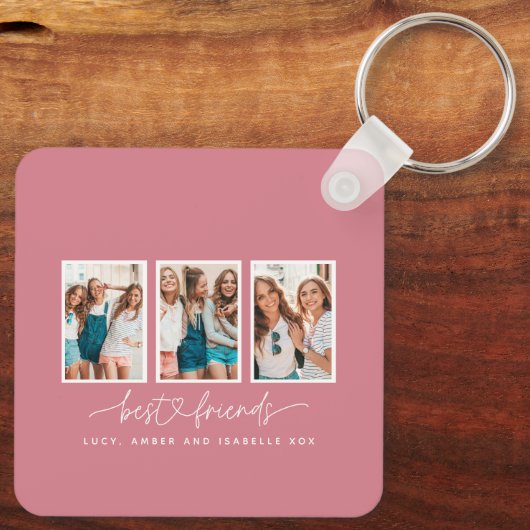 Porte-clés Coeur de script mignon moderne multi photo meilleu (Verso)