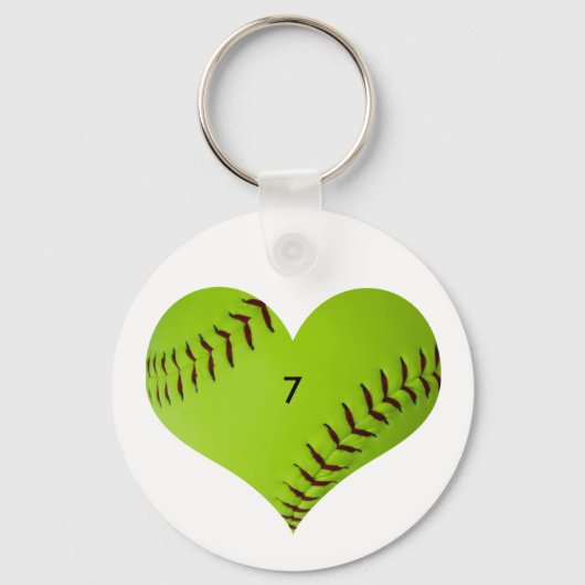 Porte-clés Coeur de softball personnalisé (Recto)