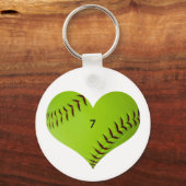 Porte-clés Coeur de softball personnalisé (Recto)