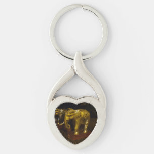 Porte-clés cœur d'éléphant en or
