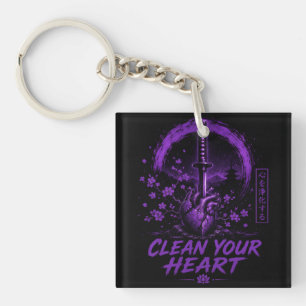 Porte-clés Cœur d'Épée Violet – Nettoyez Votre Cœur