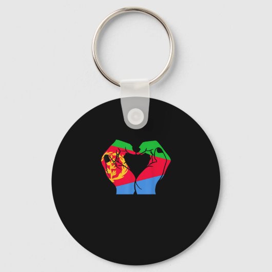 Porte-clés Coeur des mains avec drapeau érythréen (Recto)