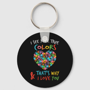 Porte-clés Coeur Des Mains Je Vois Vos Véritables Couleurs C'