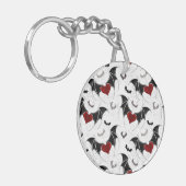 Porte-clés Coeur d'Halloween avec ailes de chauve-souris noir (Devant gauche)