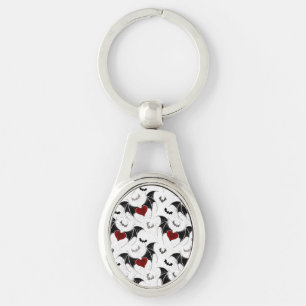 Porte-clés Coeur d'Halloween avec ailes de chauve-souris noir