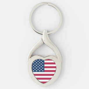 Porte-clés Coeur du drapeau américain