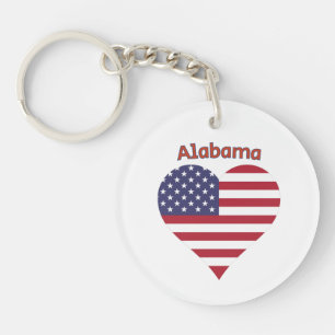 Porte-clés Coeur du drapeau américain de l'Alabama