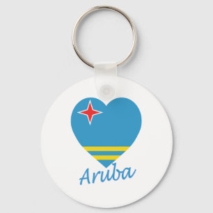 Porte-clés Coeur du drapeau d'Aruba
