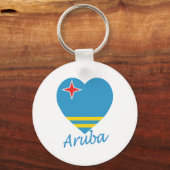 Porte-clés Coeur du drapeau d'Aruba (Recto)