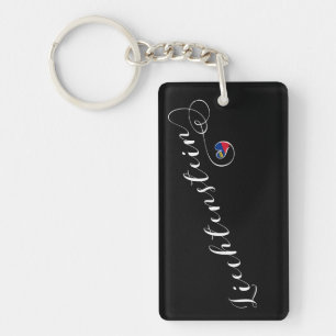 Porte-clés Coeur du drapeau du Liechtenstein