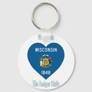 Porte-clés Coeur du drapeau du Wisconsin