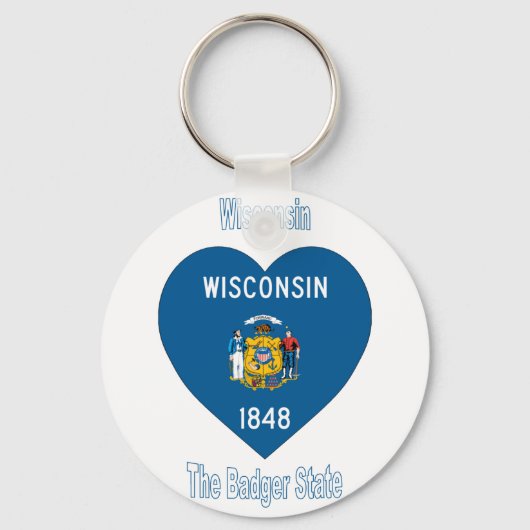 Porte-clés Coeur du drapeau du Wisconsin (Recto)