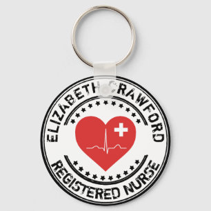 Porte-clés Coeur ECG de timbre d'infirmier autorisé avec