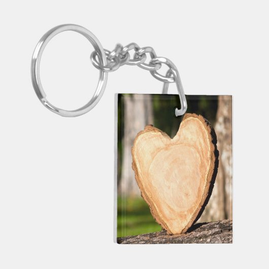 Porte-clés coeur en bois (Devant gauche)