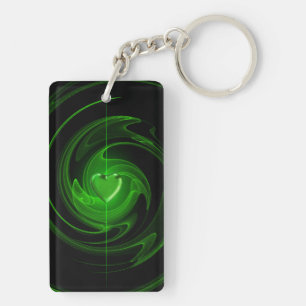 Porte-clés Coeur en spirale vert
