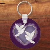 Porte-clés Coeur et colombes - pourpre (Recto)