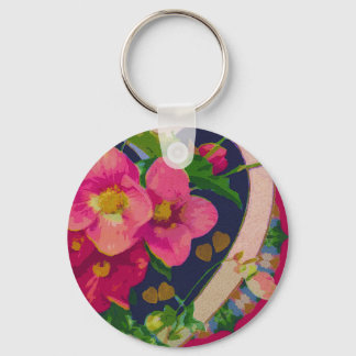 Porte-clés Coeur et fleurs