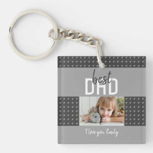 Porte-clés Cœur Gris Mignon Meilleur Papa Photo Fête des Père