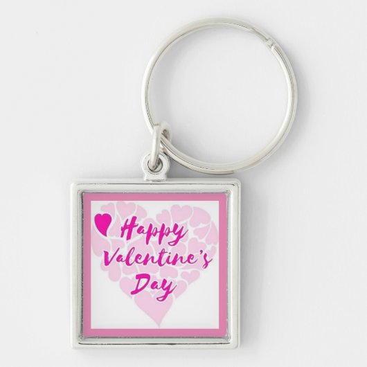 PORTE-CLÉS COEUR "HEUREUSE SAINTE-VALENTIN" (Devant)