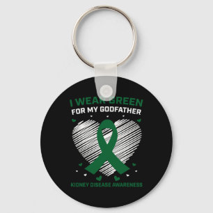 Porte-clés Coeur Je Porte Vert Pour Mon Parrain Maladie Du Re
