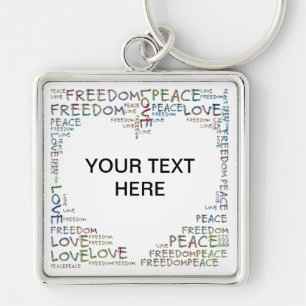 Porte-clés COEUR - Love Peace Freedom + votre texte