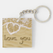 Porte-clés Coeur "Love you" écrit dans Sable (Dos)