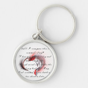 Porte-clés Coeur métallique avec sonnet de Shakespeare 18
