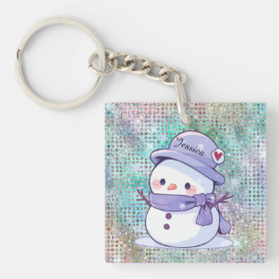 Porte-clés Coeur mignon Homme neige Pastel Motif